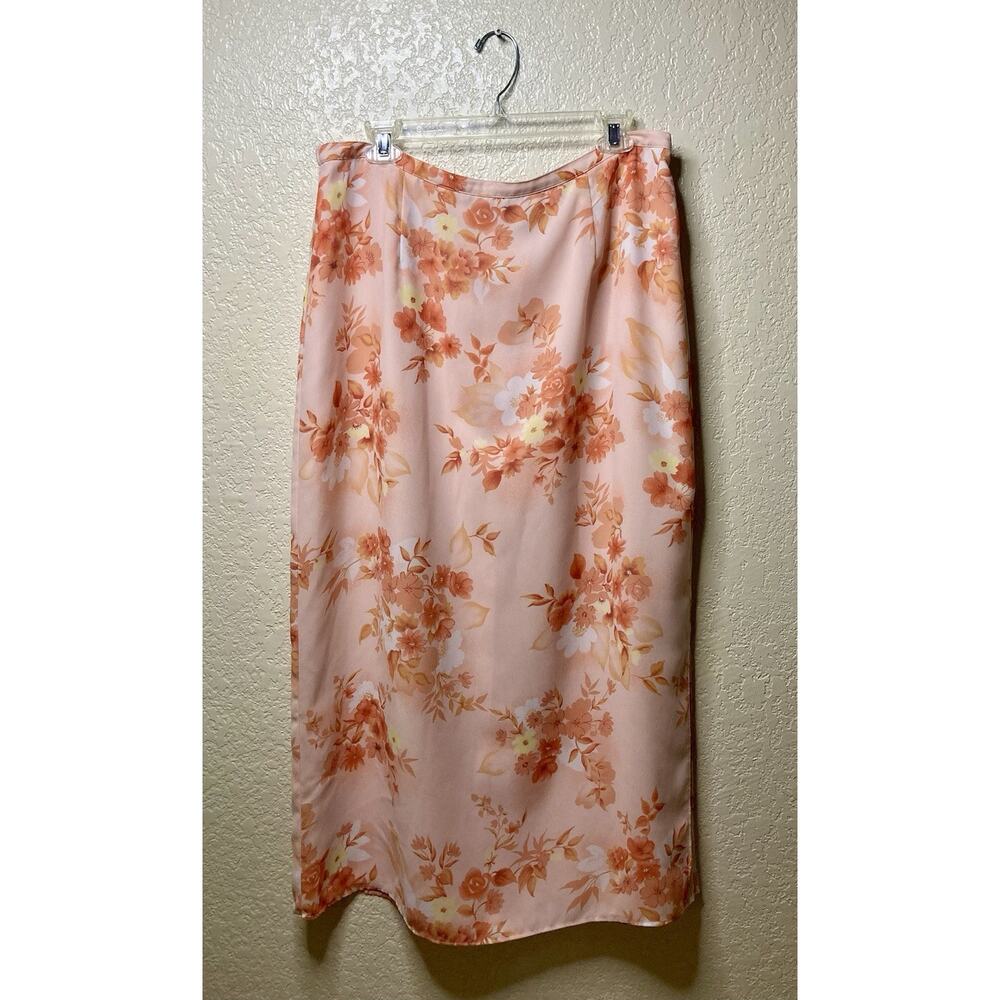 Vintage Laura Scott Pink Floral Skirt XL Elastic Waist Y2K 2000s Phoebe Buffay